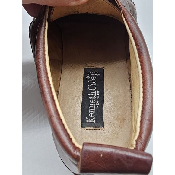 Vintage Kenneth Cole New York Made In Italy Brown Leather Ankle Boots 10 Lace Up - Picture 6 of 15